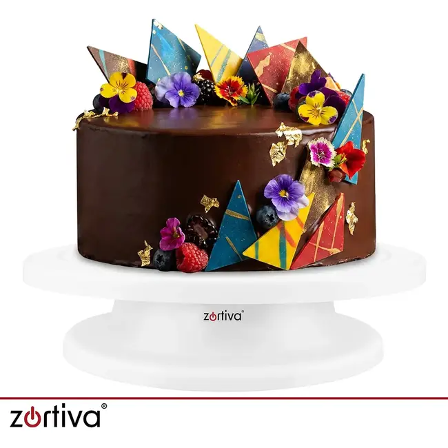 Zortiva Draaibaar taartplateau 28 cm met 3 spatels voor taarten, gebak en decoreren in de keuken
