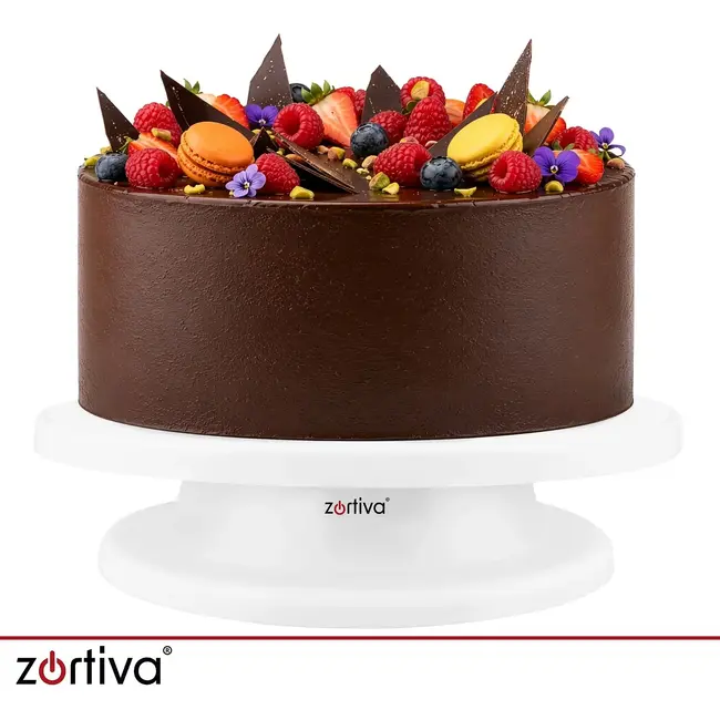 Zortiva Draaibaar taartplateau 28 cm met 3 spatels voor taarten, gebak en decoreren in de keuken