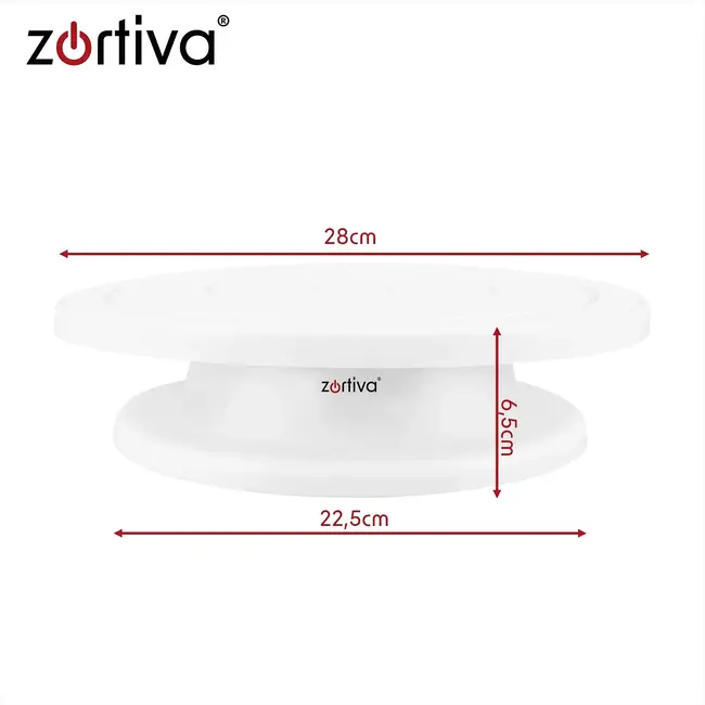 Zortiva Draaibaar taartplateau 28 cm met 3 spatels voor taarten, gebak en decoreren in de keuken