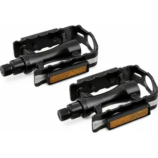 Simson Sportieve fietspedalen - aluminium - grof profiel - zwart-zilver - met reflectoren