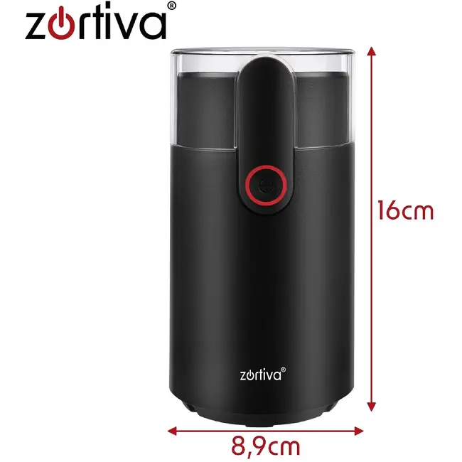 Zortiva Elektrische koffiemolen 150 W met 50 g inhoud, stalen mes en 22.000 t/min voor koffie