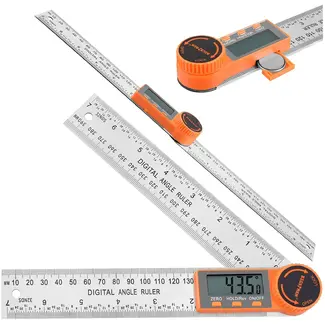Bigstren Digitale hoekmeter 360° 200 mm met LCD-display, liniaal en meetnauwkeurigheid van ±0,3°