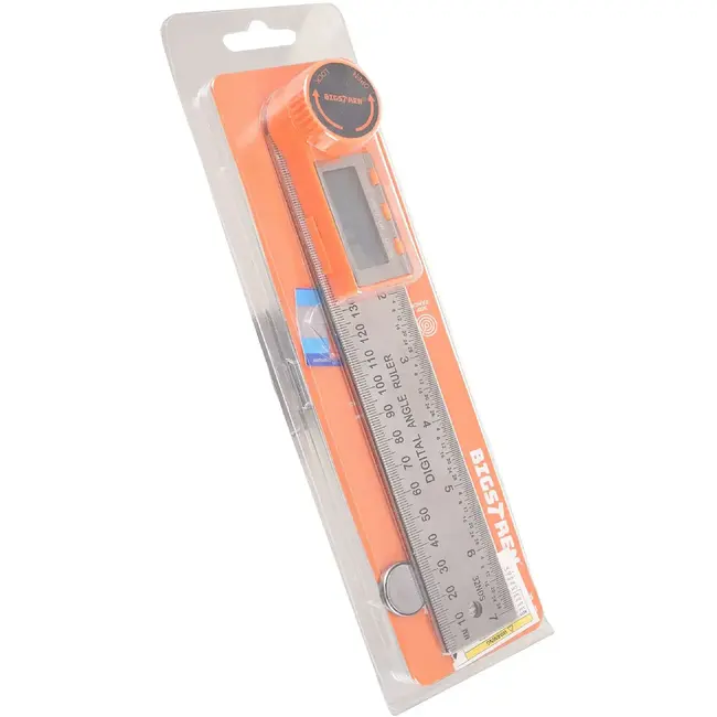 Bigstren Digitale hoekmeter 360° 200 mm met LCD-display, liniaal en meetnauwkeurigheid van ±0,3°