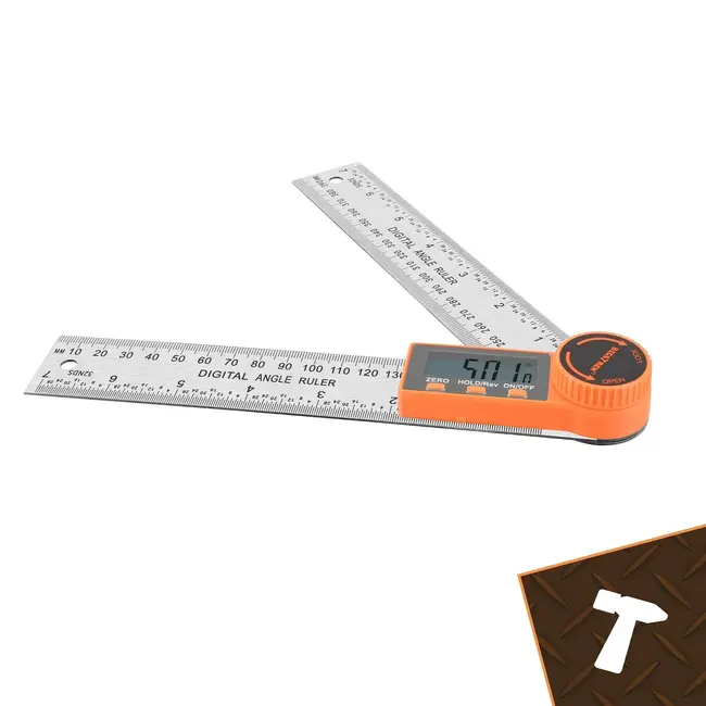 Bigstren Digitale hoekmeter 360° 200 mm met LCD-display, liniaal en meetnauwkeurigheid van ±0,3°