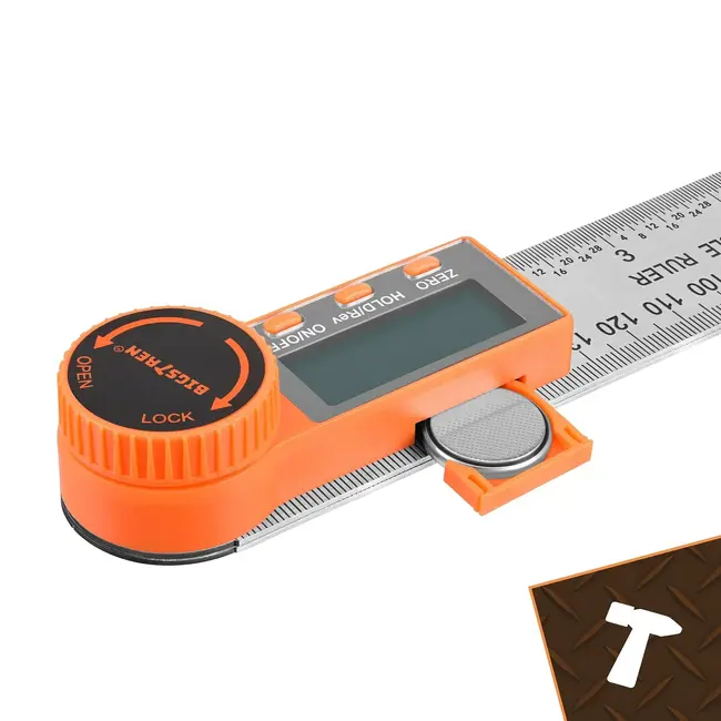 Bigstren Digitale hoekmeter 360° 200 mm met LCD-display, liniaal en meetnauwkeurigheid van ±0,3°