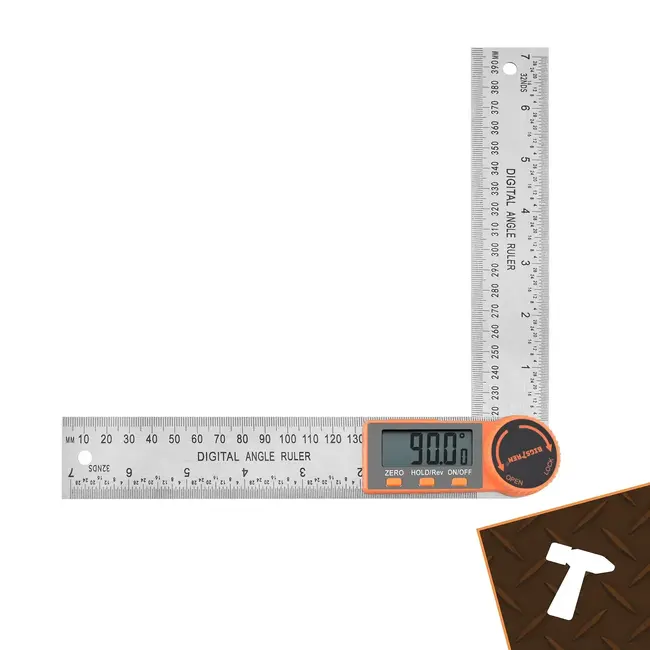 Bigstren Digitale hoekmeter 360° 200 mm met LCD-display, liniaal en meetnauwkeurigheid van ±0,3°