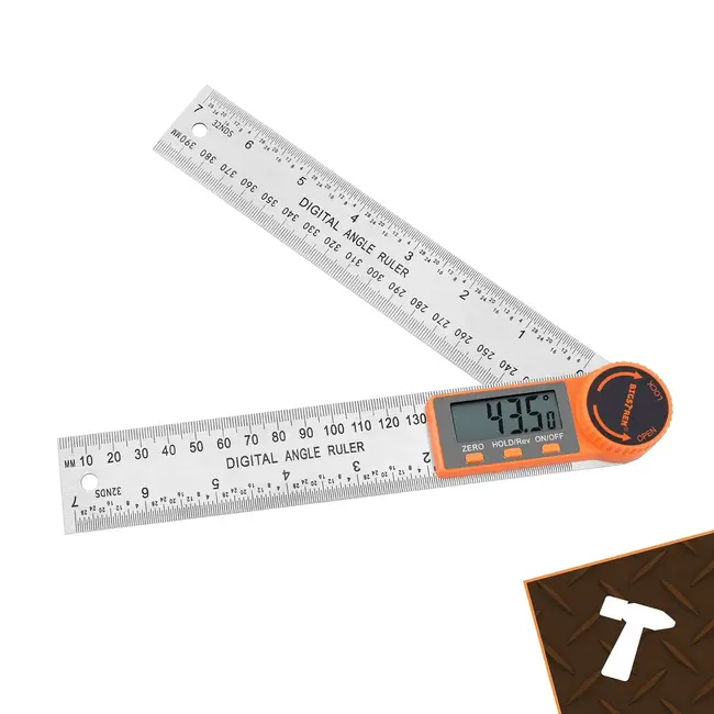 Bigstren Digitale hoekmeter 360° 200 mm met LCD-display, liniaal en meetnauwkeurigheid van ±0,3°