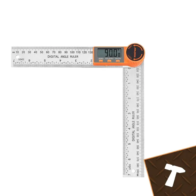 Bigstren Digitale hoekmeter 360° 200 mm met LCD-display, liniaal en meetnauwkeurigheid van ±0,3°