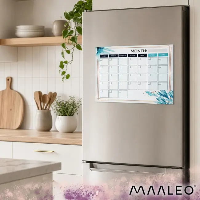 Maaleo Magnetische maandplanner 30 x 40 cm met uitwisbaar oppervlak, 4 stiften en magnetisch wisje