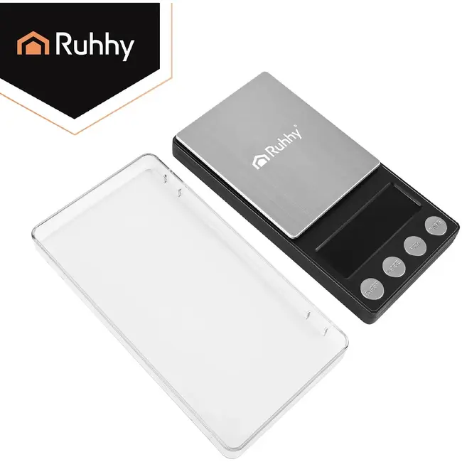 Ruhhy, Precisieweegschaal 500 g x 0,01 g met LCD-display, TARA en PCS-functie voor kleine voorwerpen