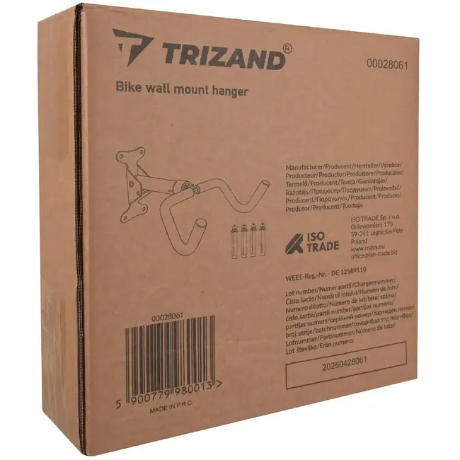 Trizand, Fietshouder wand 30 kg zwart, opvouwbaar en verstelbaar voor fietsen van 24-29 inch thuis