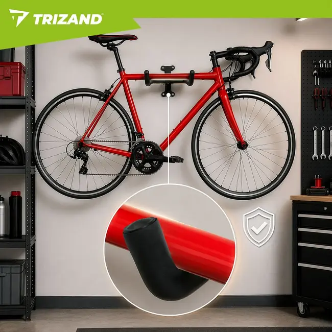 Trizand, Fietshouder wand 30 kg zwart, opvouwbaar en verstelbaar voor fietsen van 24-29 inch thuis