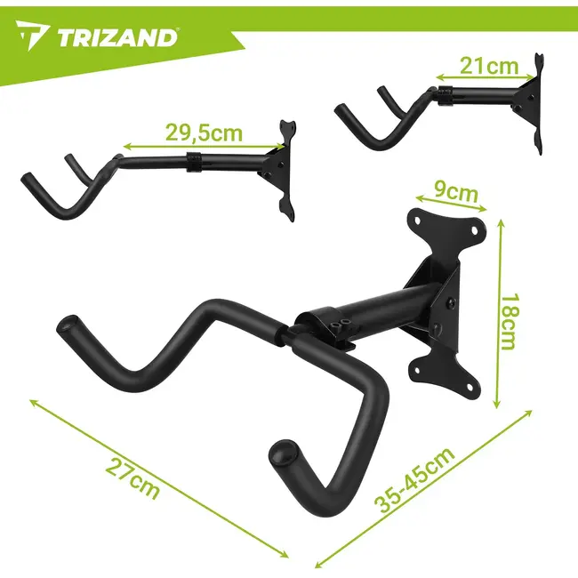 Trizand, Fietshouder wand 30 kg zwart, opvouwbaar en verstelbaar voor fietsen van 24-29 inch thuis
