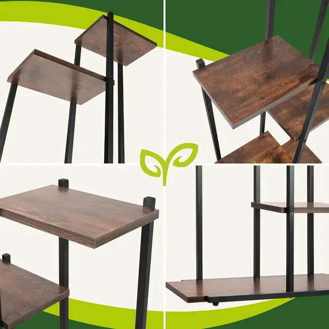 Gardlov, Plantenrek 113 cm zwart met 5 MDF-planken, metalen frame en 4 verstelbare voetjes voor binnen