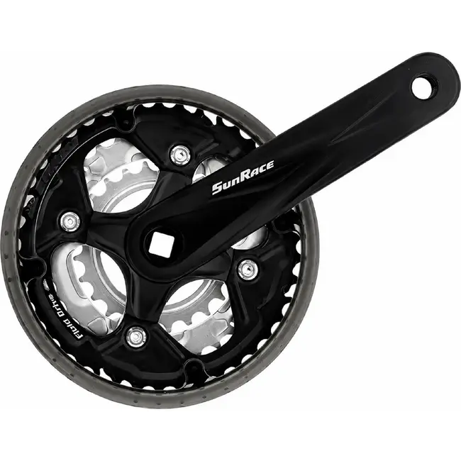 Sunrace Crankstel - Drie Kettingbladen - Aluminium/Staal - 170 mm - Zwart/Zilver