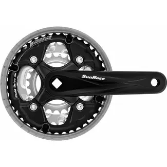 Sunrace Crankstel - Drie Kettingbladen - Aluminium/Staal - 170 mm - Zwart/Zilver