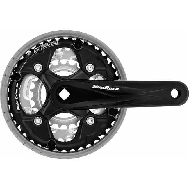 Sunrace Crankstel - Drie Kettingbladen - Aluminium/Staal - 170 mm - Zwart/Zilver