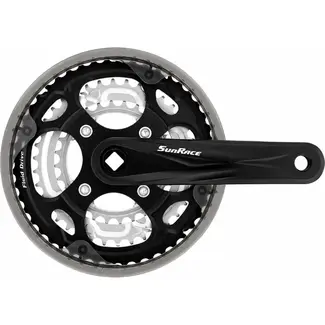 Sunrace Crankstel - Drievoudige Kettingbladen - Aluminium/Staal - 170 mm - Zwart/Zilver