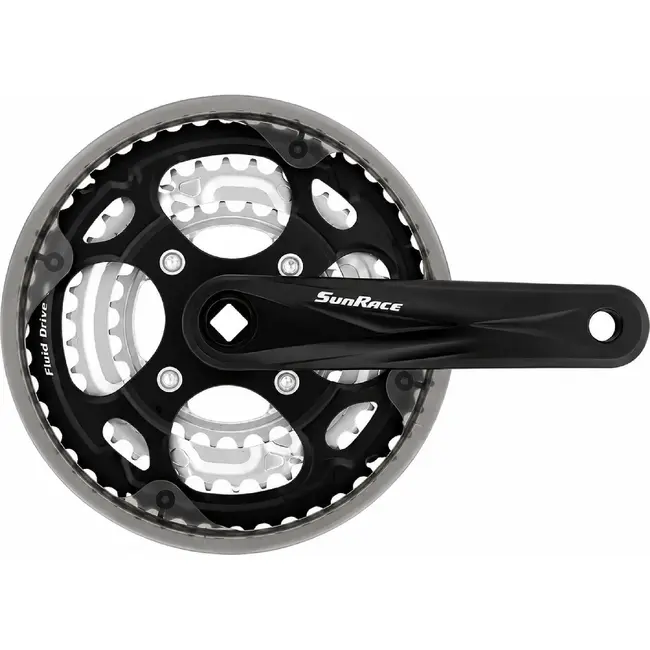 Sunrace Crankstel - Drievoudige Kettingbladen - Aluminium/Staal - 170 mm - Zwart/Zilver