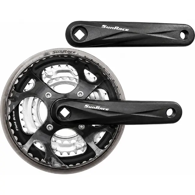 Sunrace Crankstel - Drievoudige Kettingbladen - Aluminium/Staal - 170 mm - Zwart/Zilver