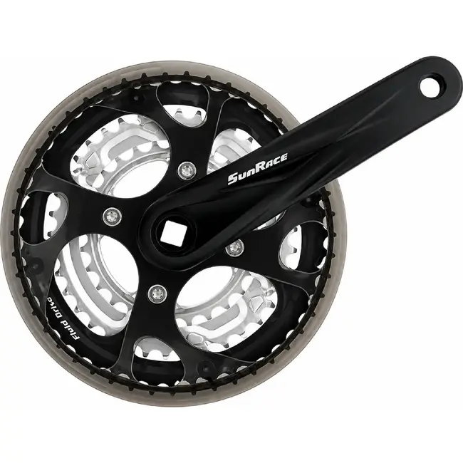 Sunrace Crankstel - Drievoudige Kettingbladen - Aluminium/Staal - 170 mm - Zwart/Zilver