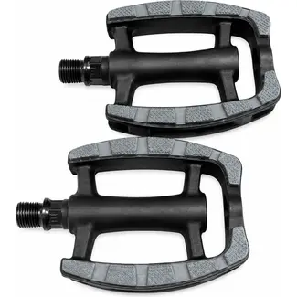 Falkx Lux pedalen - anti-slip - kunststof - reflectoren - zwart - set van 2