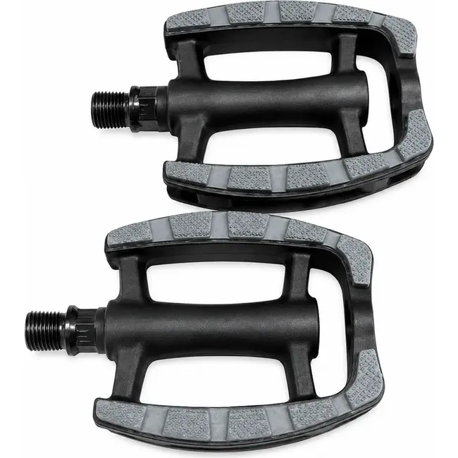 Falkx Lux pedalen - anti-slip - kunststof - reflectoren - zwart - set van 2