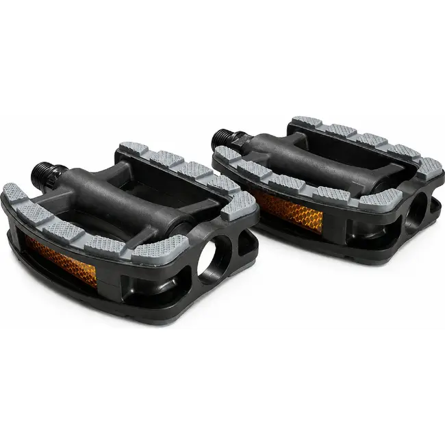 Falkx Lux pedalen - anti-slip - kunststof - reflectoren - zwart - set van 2