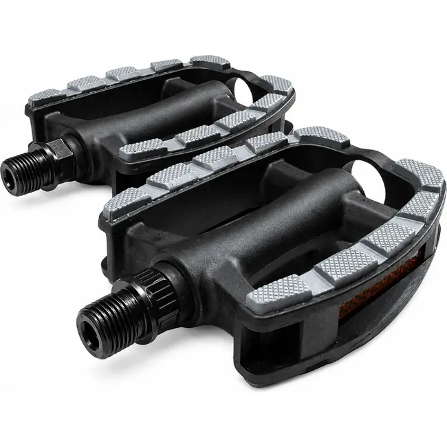 Falkx Lux pedalen - anti-slip - kunststof - reflectoren - zwart - set van 2