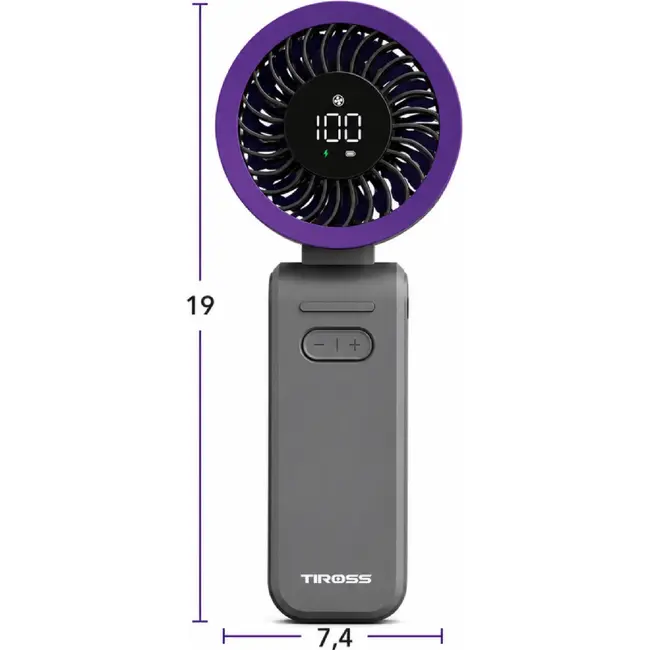 TIROSS Mini ventilator met fijn regelbare snelheid en 3600 mAh accu