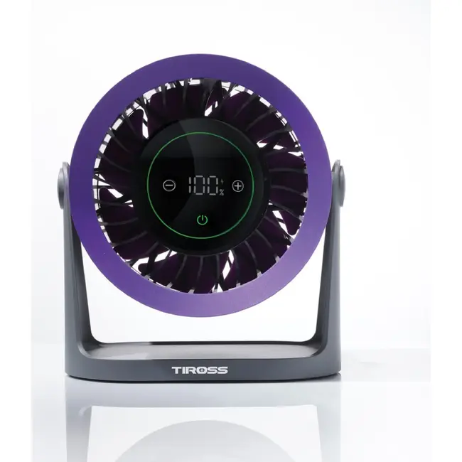 TIROSS Oplaadbare ventilator 19 cm met LED-display en 5000 mAh accu