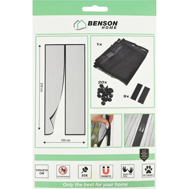 Benson Magnetische hordeur - insectenvrij - huisdiervriendelijk - 100 x 210 cm