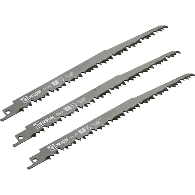 Benson Reciprozaagbladen 3-delig hout (9"-5TPI) - 6TPI-6", 6TPI-8", 10TPI-6" en 18TPI-6" - carbon staal