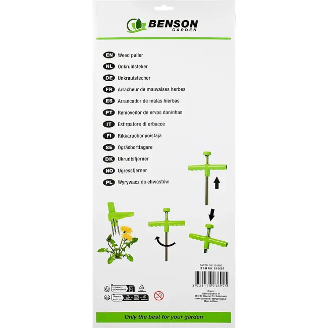 Benson Onkruidsteker 100 cm met lange steel en drie steekpennen