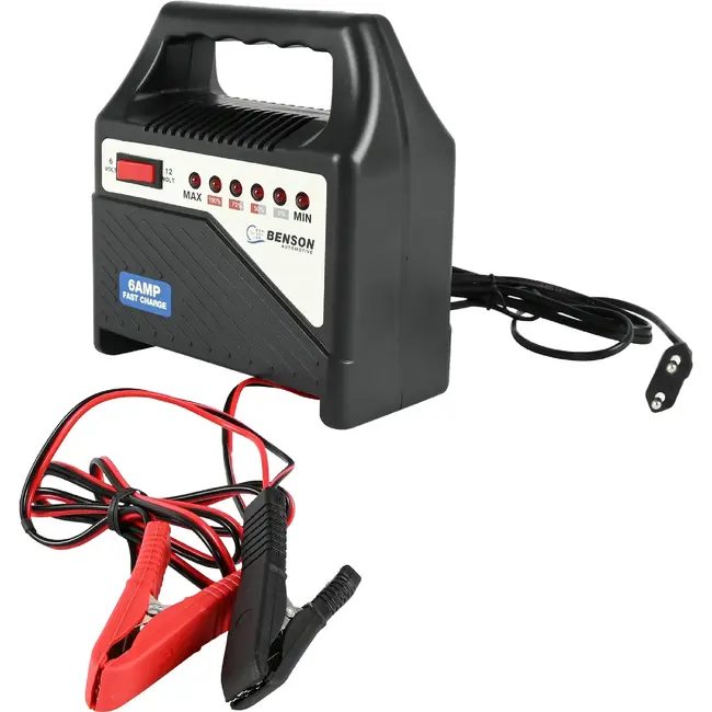 Benson Acculader - 6V & 12V - 2, 4 & 6 Ampère - Veilig & Snel Opladen - CE Goedgekeurd