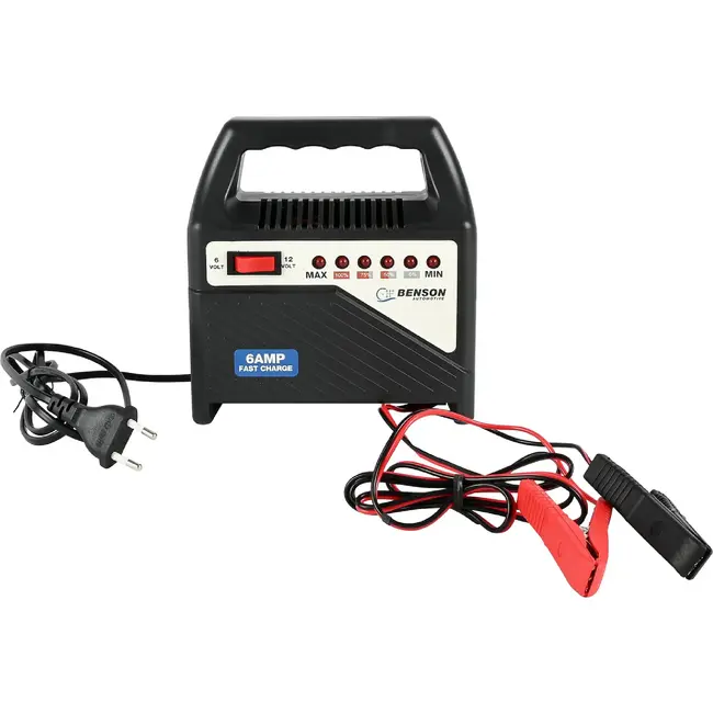 Benson Acculader - 6V & 12V - 2, 4 & 6 Ampère - Veilig & Snel Opladen - CE Goedgekeurd