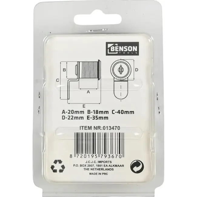 Benson Kantelslot - Lockerslot - Inclusief 2 sleutels - 18 x 20 mm - Veilig en betrouwbaar