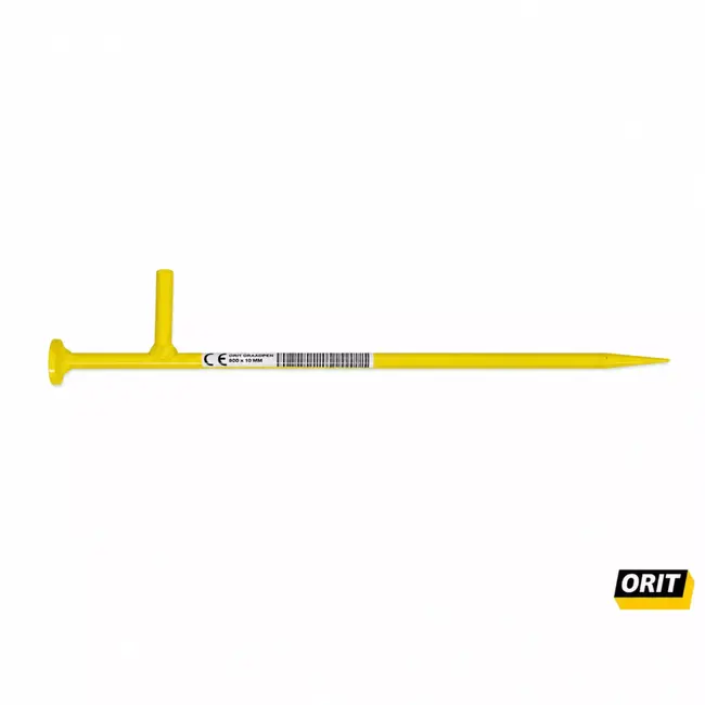 Orit Draadpen met L-kop 400 mm - geel Ø 10 mm en gepoedercoat