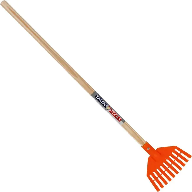 Talen Tools Mini-Gazonhark voor Kinderen - Kunststof - FSC Hout - 75 cm Steel - 17,5 x 12 cm