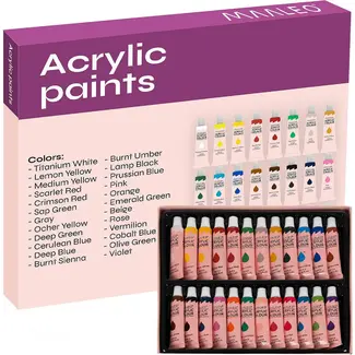 Maaleo Acrylverf Set 24 Kleuren - 12 ml Tubes voor Alle Ondergronden
