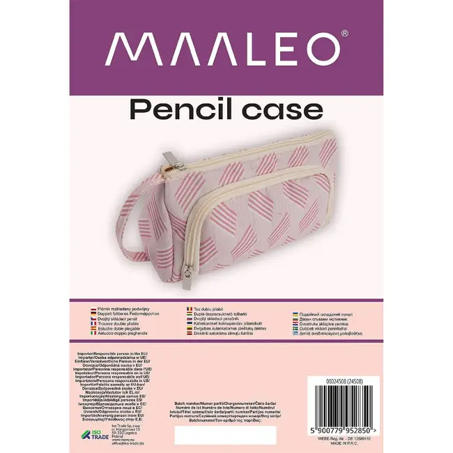 Maaleo Grote School Etui - Roze - Twee Vakken - Ruime Organizer
