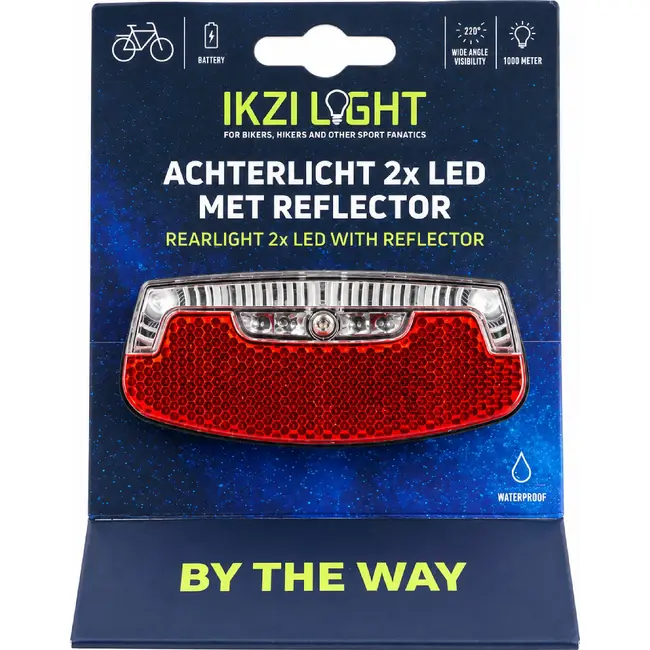 Ikzilight Achterlicht met 2xLED en batterij - Reflector - Standlicht - Zichtbaar tot 1000 meter