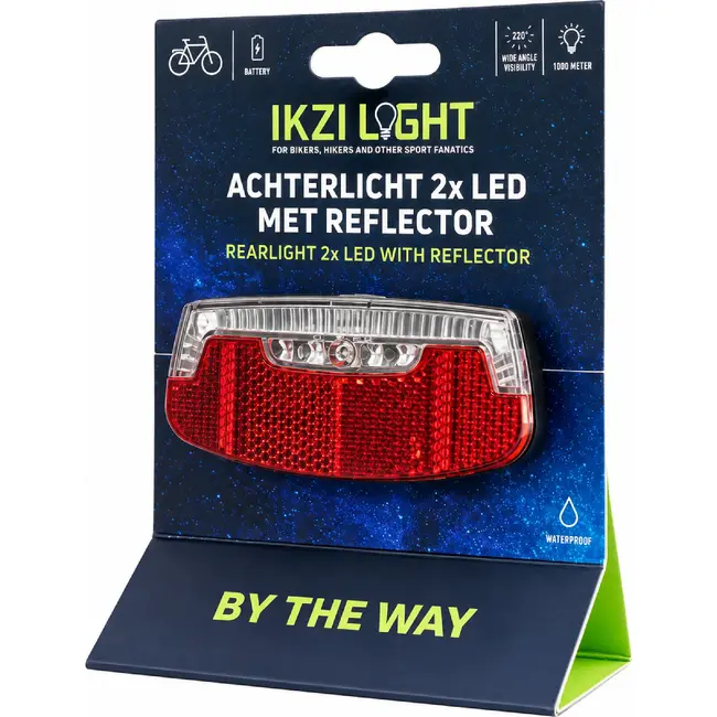 Ikzilight Achterlicht met 2xLED en batterij - Reflector - Standlicht - Zichtbaar tot 1000 meter