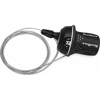 Sunrace Draaiversteller 7 speed zwart met kabel 2100 mm en versnellingsindicator links