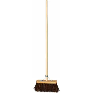 Hendrik Jan Stadsbezem 29 cm met steel en harde bassine natuurvezels