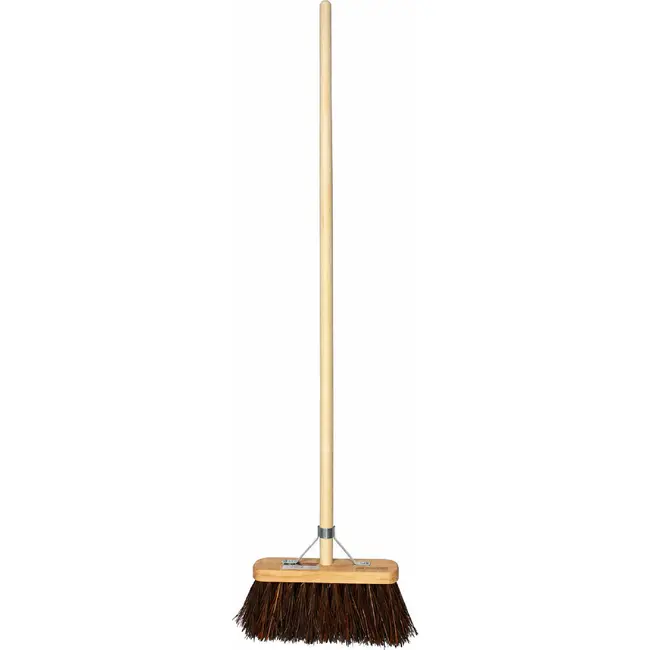 Hendrik Jan Stadsbezem 29 cm met steel en harde bassine natuurvezels