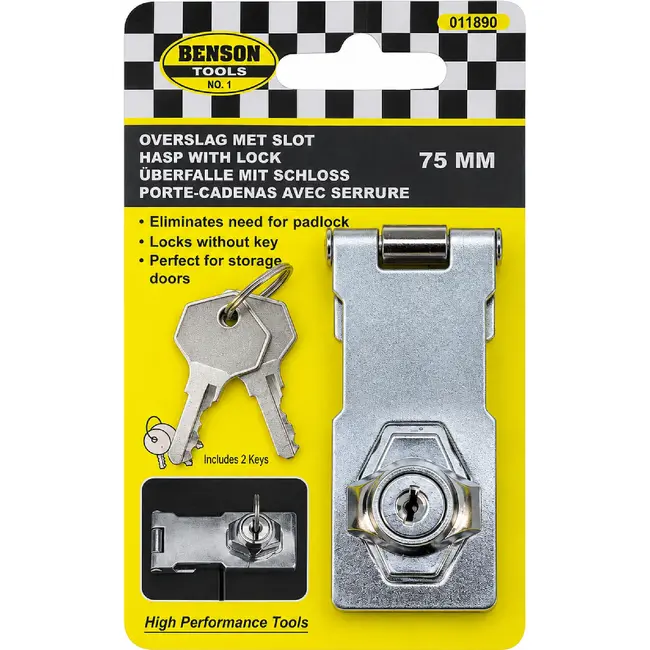 Benson Overslag met geïntegreerd slot - verchroomd staal - 75 mm - zilver