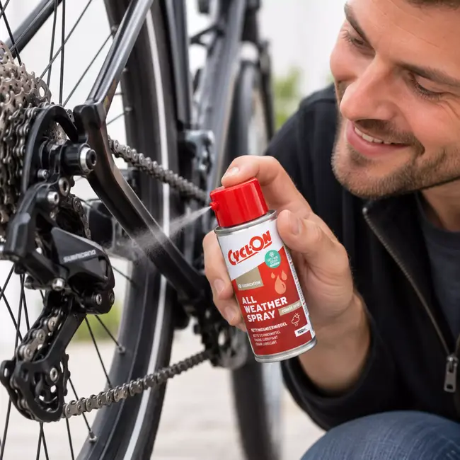 CyclOn All Weather Spray 100 ml voor ketting, derailleur, kabels en pedalen bij elk weertype