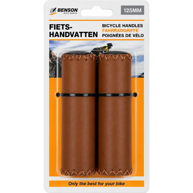 Benson Retro fietshandvatten - kunstleer - 125 mm - cognac bruin - set van 2
