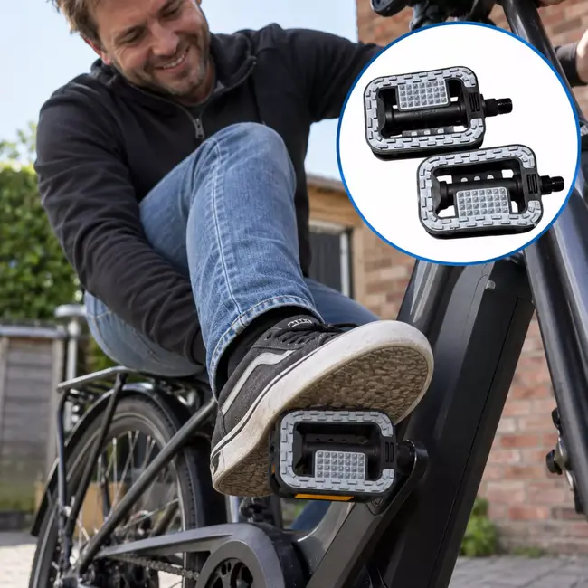 Falkx Fietspedalen 9/16 inch antislip met grijze profielrand voor dagelijks gebruik op de fiets